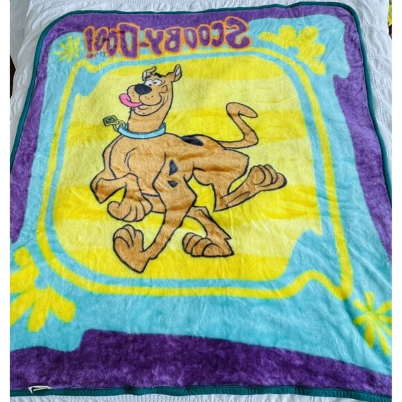 SCOOBY DOO Lux Throw Blanket Thick Plush Vtg 2000 The Cartoon Network 50” x 60” - Picture 5 of 7